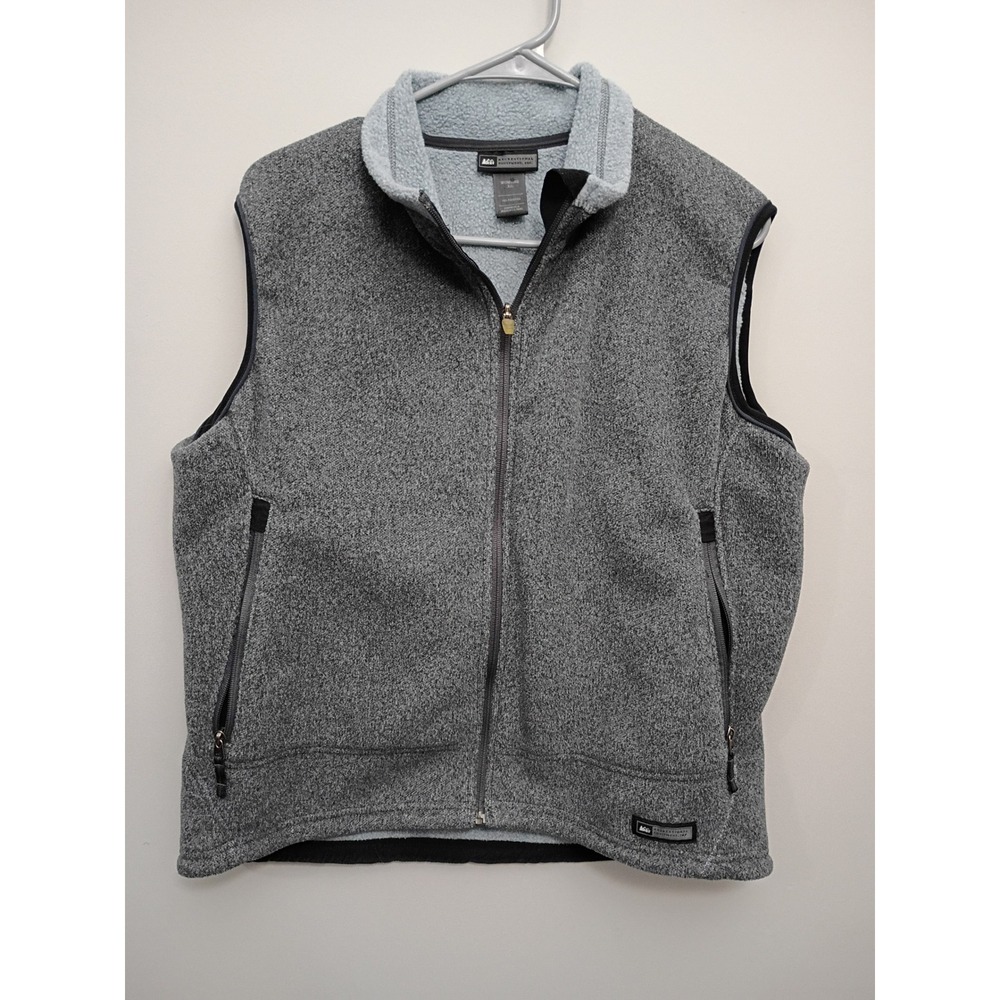 REI Polartec Fleece Vest Womens XL Gray Full Zip Sweater Knit Outdoor 711-612
